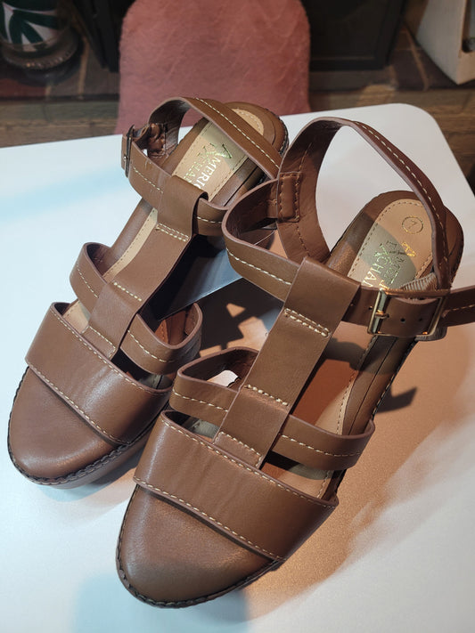 American Exchange Brown Strappy Gladiator Heeled Sandals – Ankle Buckle – NW