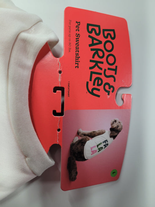 Boots & Barkley “Fa La La” Holiday Dog Sweatshirt — Size Large