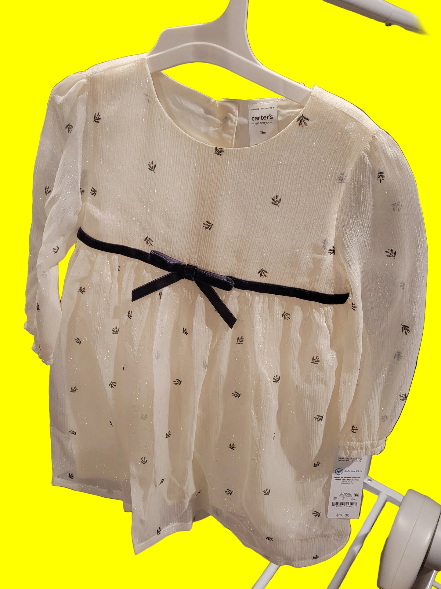 Carter's Baby Girls Sheer Floral Dress with Bloomers – White – Sizes Newborn–18M – NWT
