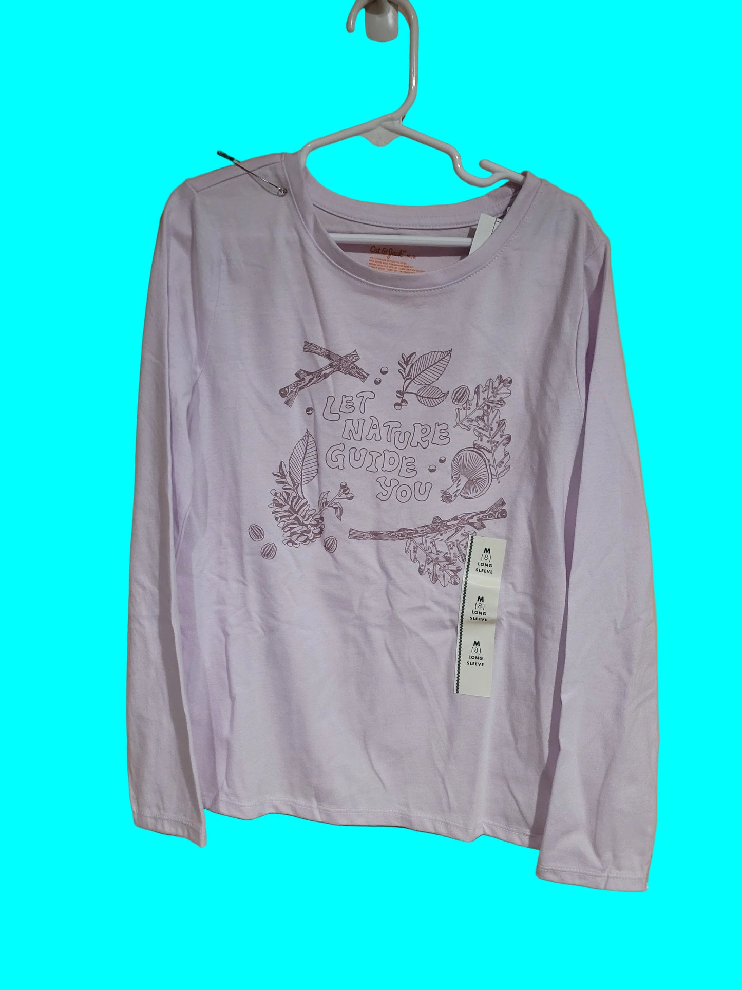 Girls' "Let Nature Guide You" Purple Long Sleeve Shirt – Size 7/8 – NWT