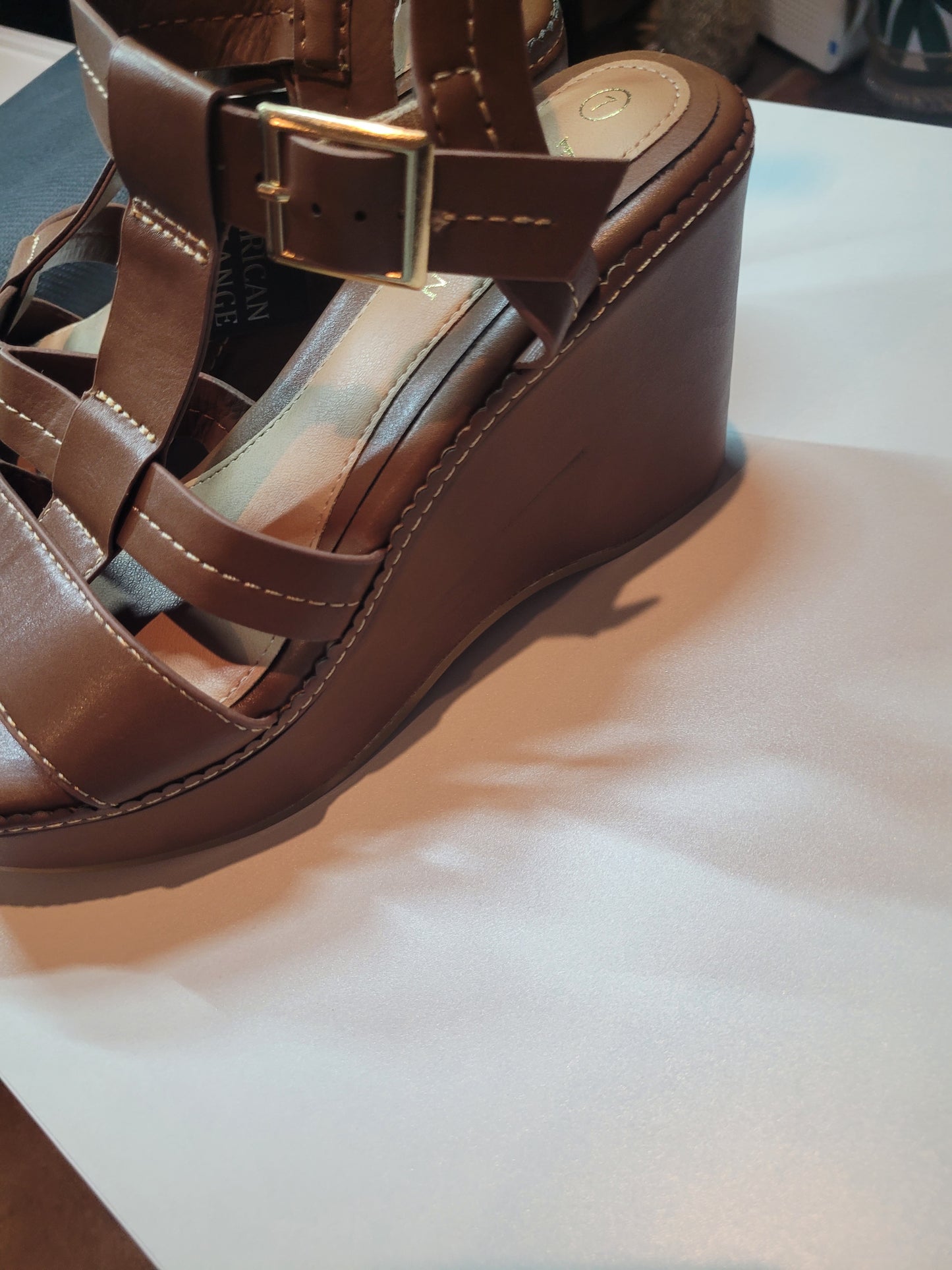 American Exchange Brown Strappy Gladiator Heeled Sandals – Ankle Buckle – NW
