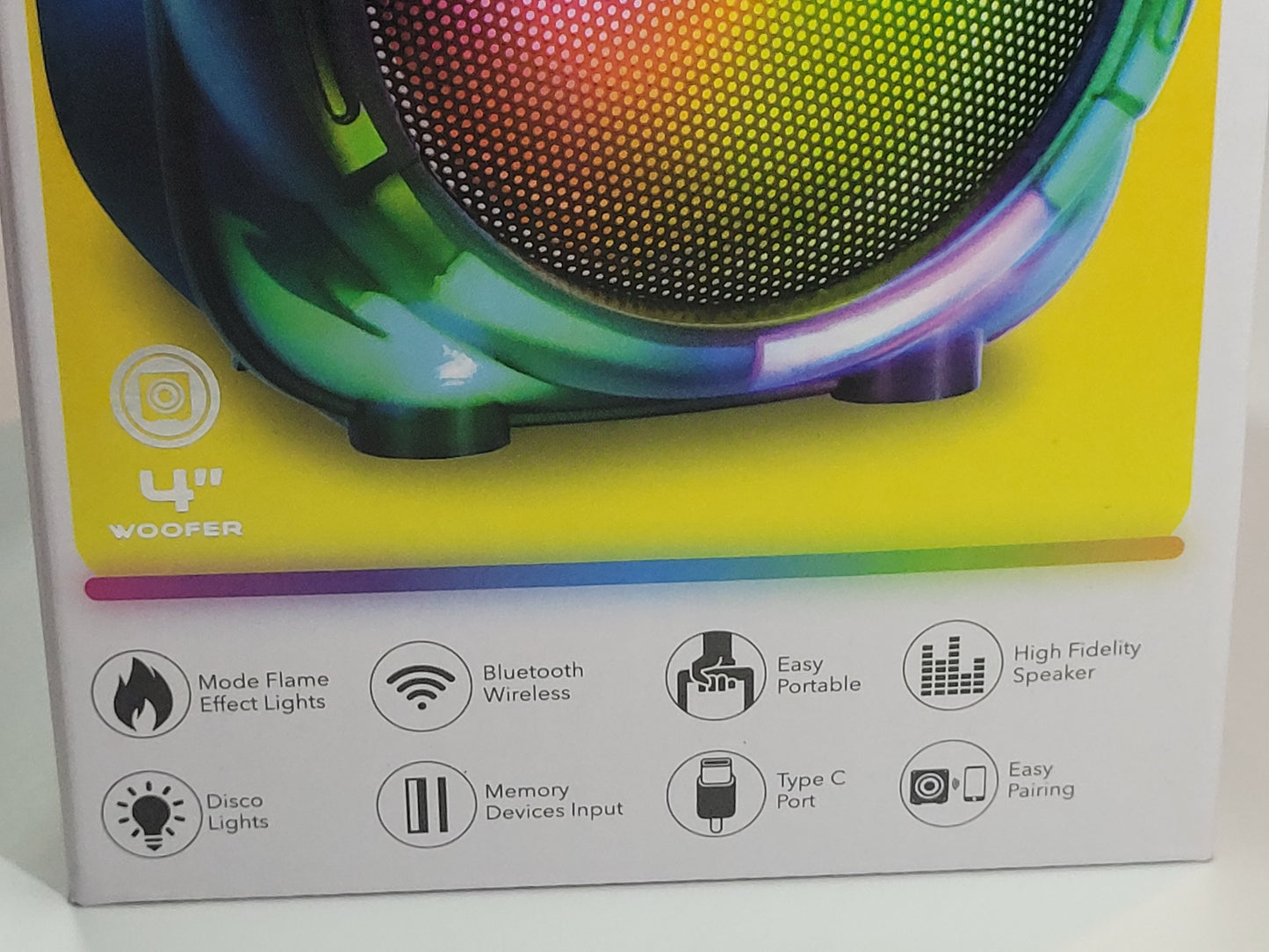 TopTech Bluetooth Party Speaker – LED Color Flame Effect, 6Hr Battery, Dual Speaker Connect – New in Box