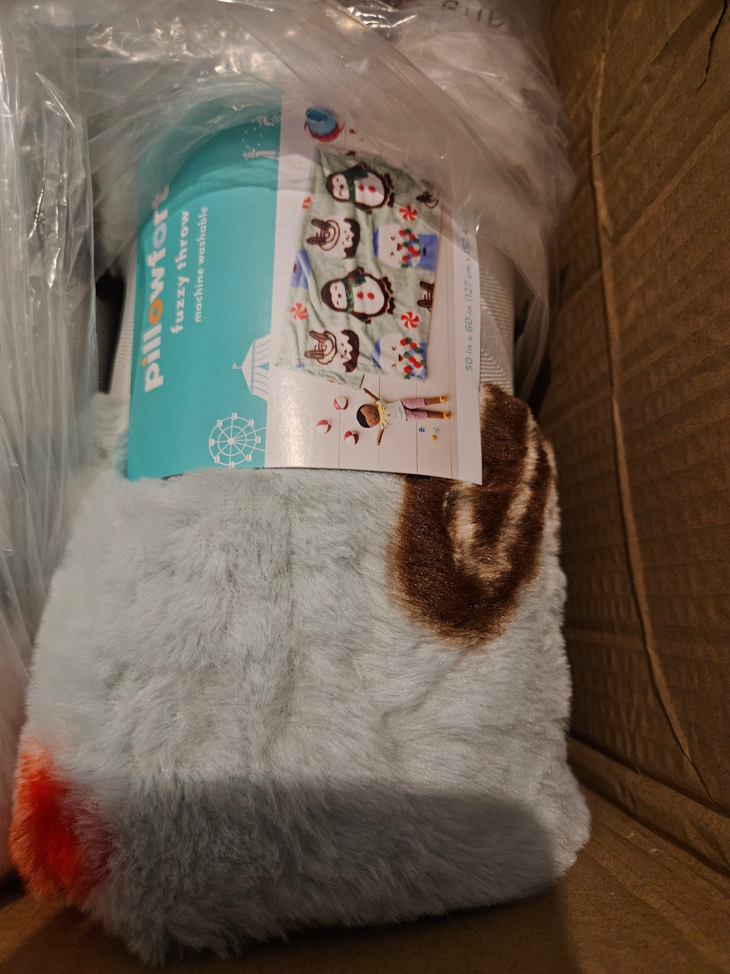 Pillowfort Fuzzy Throw Blanket — Holiday Penguin Print
