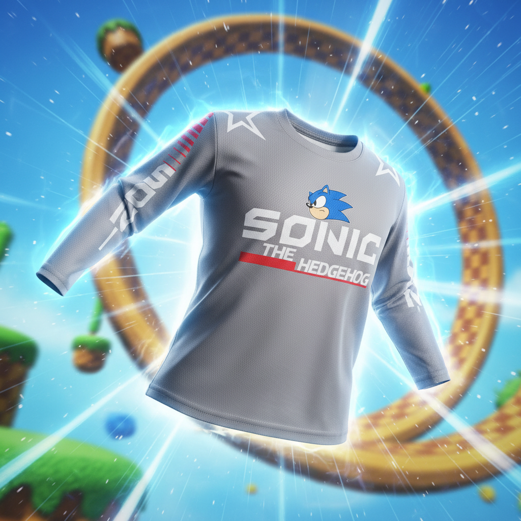 Sonic the Hedgehog athletic t-shirt styled in a dynamic action scene