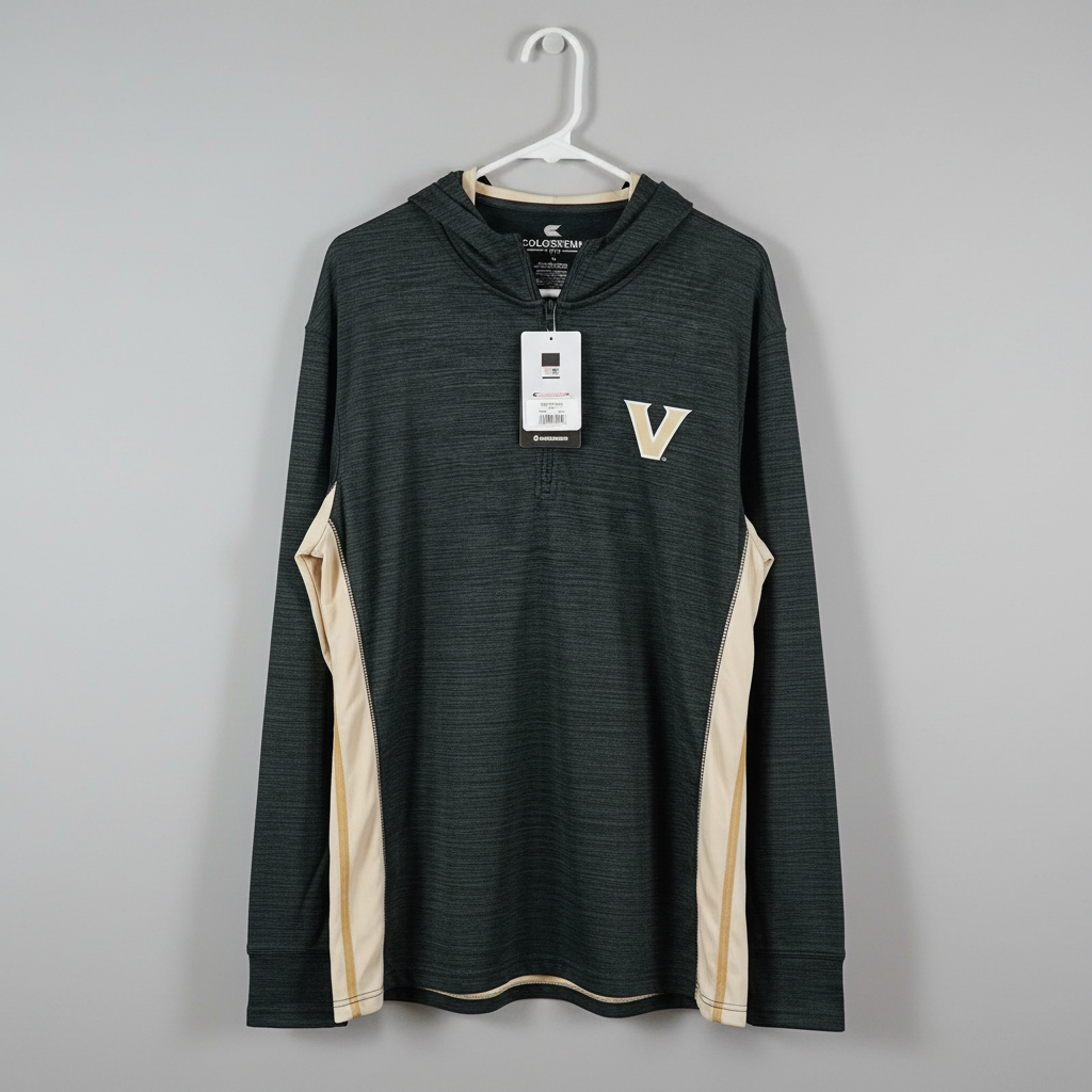 Charcoal heather Vanderbilt Commodores quarter-zip hoodie by Colosseum, Size L, NWT