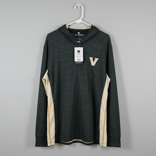 Charcoal heather Vanderbilt Commodores quarter-zip hoodie by Colosseum, Size L, NWT