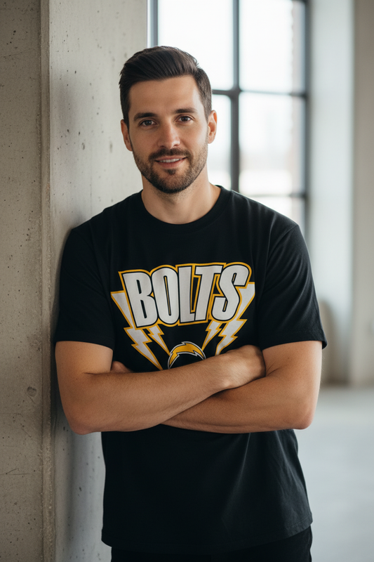 LA Chargers BOLTS Tee on a man