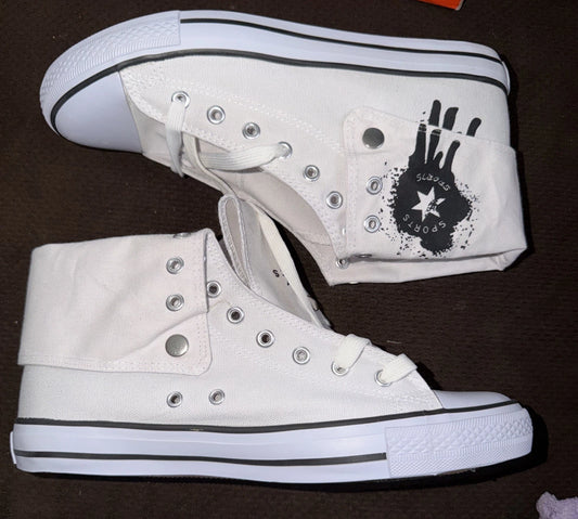 Collection'O Sports Women's White High Top Canvas Sneakers – Star Graphic – Size 7.5 – New