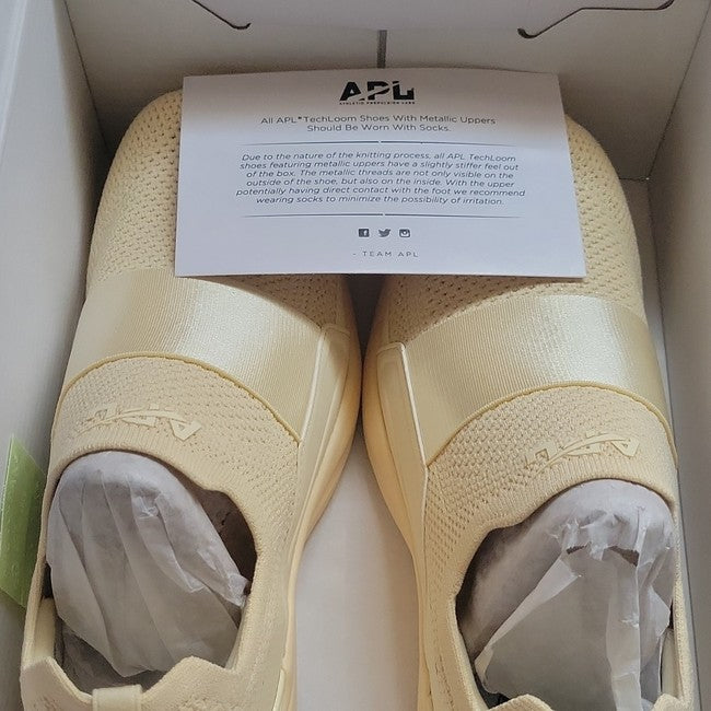 APL Athletic Propulsion Labs Men's Slip-On Knit Sneakers – Cream/Yellow – Size 11 – New
